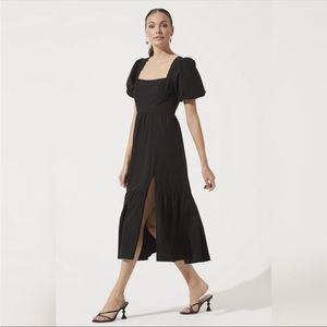 ASTR the label black midi poplin dress